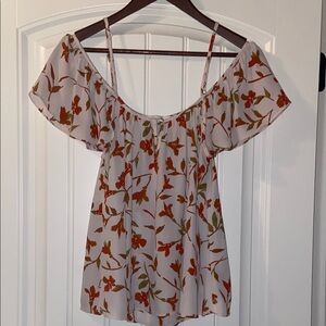 Lovers + Friends Flutter Sleeve Cream Blouse